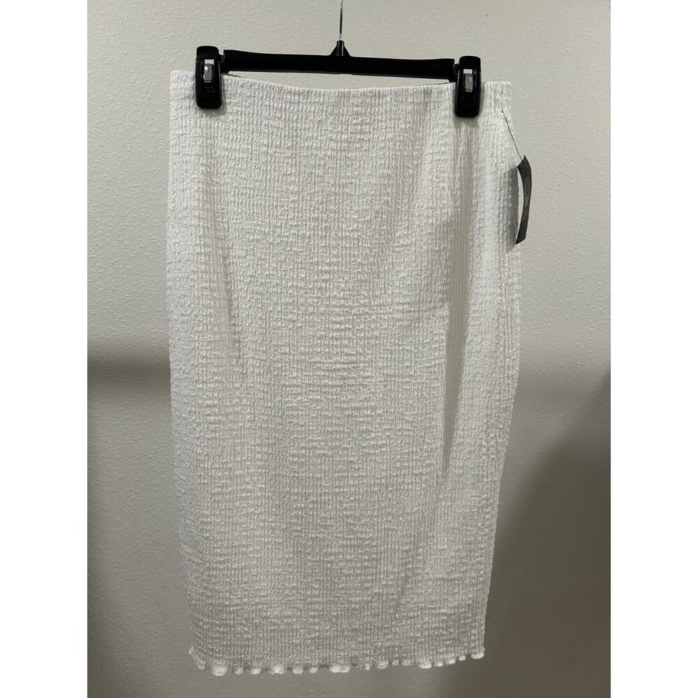 Vince Camuto Womens White Stretch Midi Wear To Work Pencil Skirt Textured New